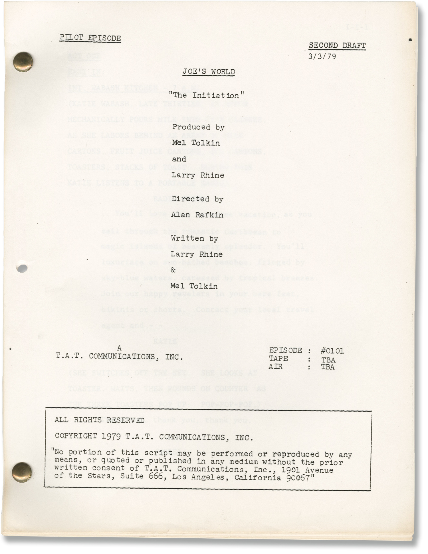 Joe's World: The Initiation Pilot | Larry Rhine, Alan Rafkin, Mel ...